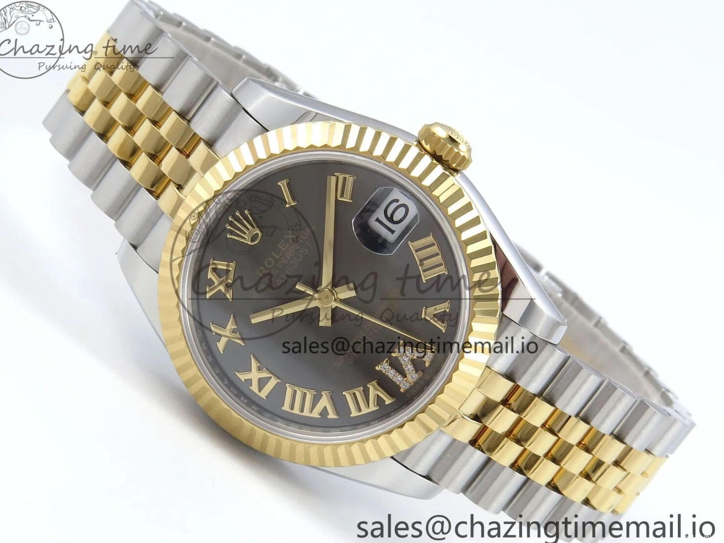 0228 DateJust 31 278273 ARF 1:1 Best Edition 904L Steel Gray Roman Diamonds Dial on SS YG Jubilee Bracelet ETA Comfortable 564